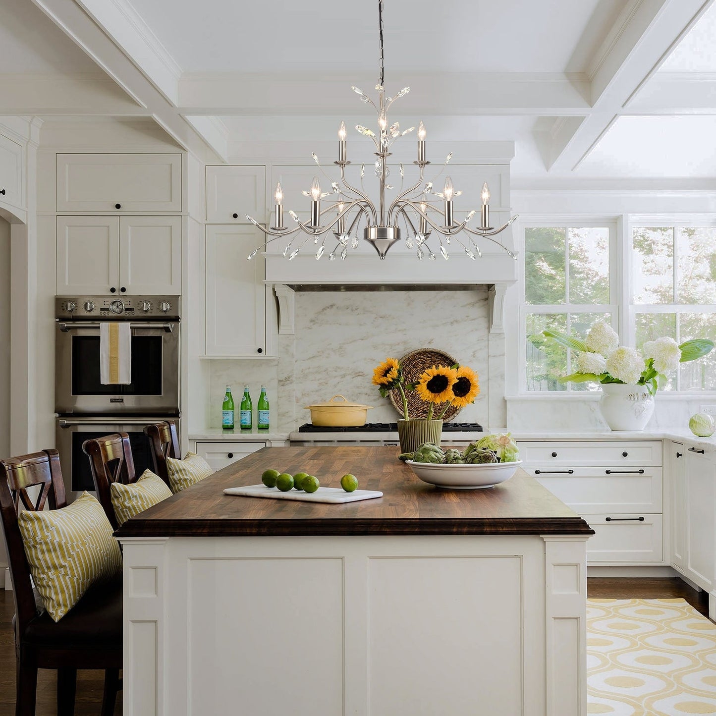 Lampadario di cristallo in stile candela con ramo di albero in stile retrò da fattoria