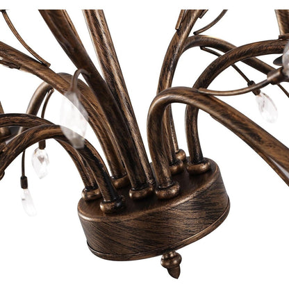 Lampadario di cristallo in stile candela con ramo di albero in stile retrò da fattoria