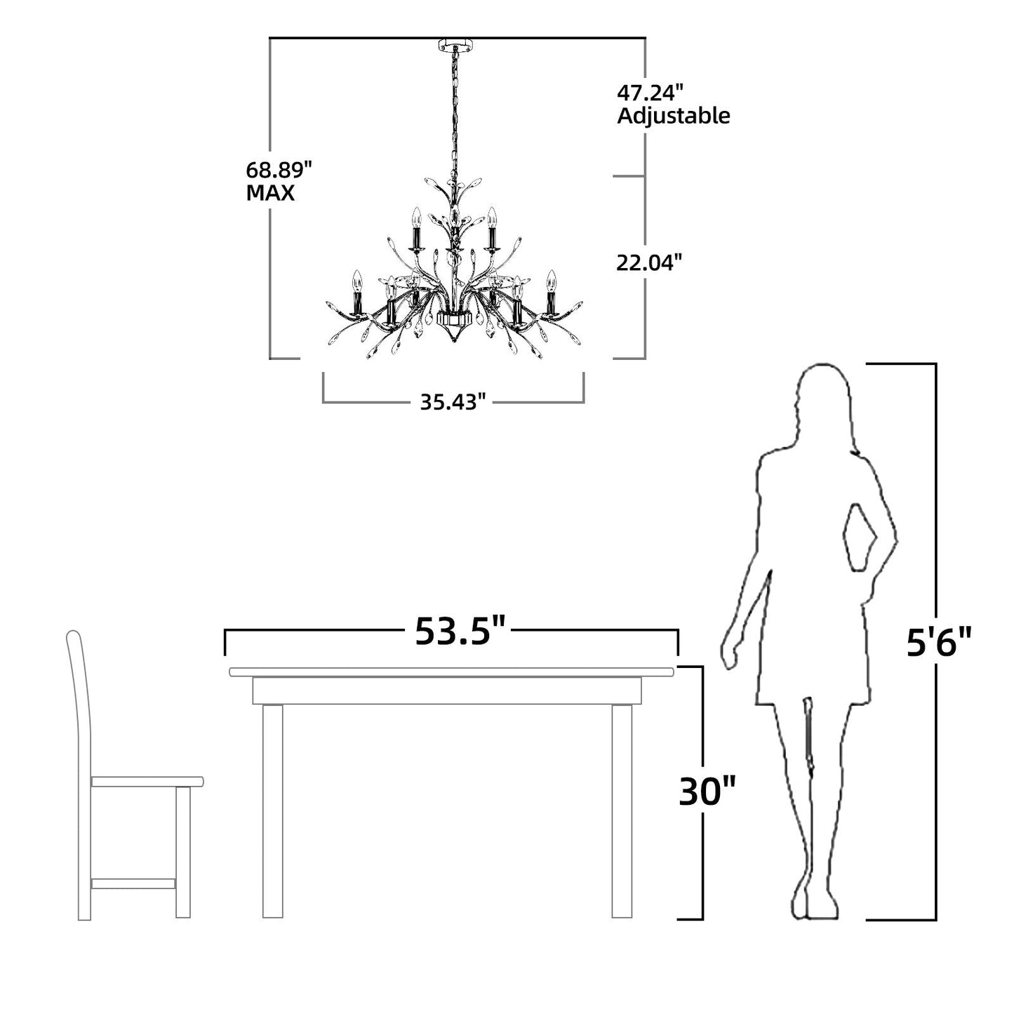 Lampadario di cristallo in stile candela con ramo di albero in stile retrò da fattoria
