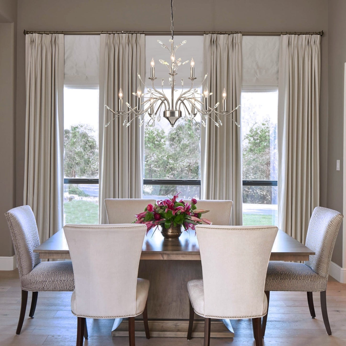 Lampadario di cristallo in stile candela con ramo di albero in stile retrò da fattoria