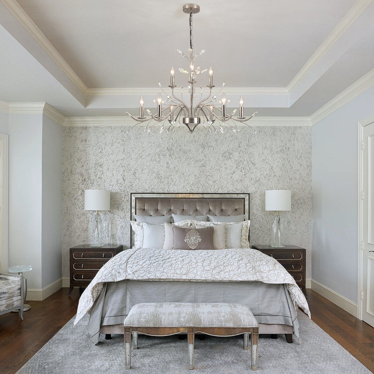 Lampadario di cristallo in stile candela con ramo di albero in stile retrò da fattoria