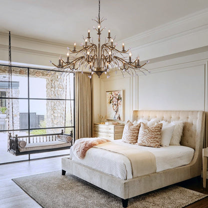 Lampadario di cristallo in stile candela con ramo di albero in stile retrò da fattoria