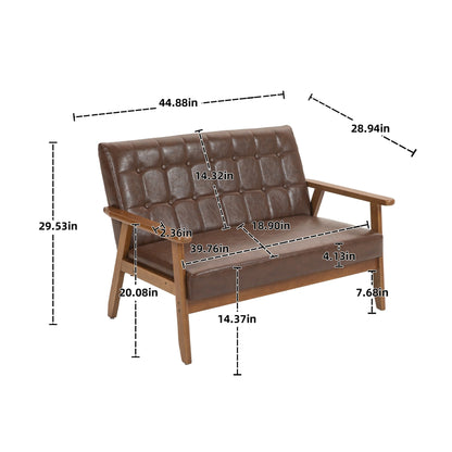 Divano a due posti imbottito in stile moderno di metà secolo, divano a due posti imbottito