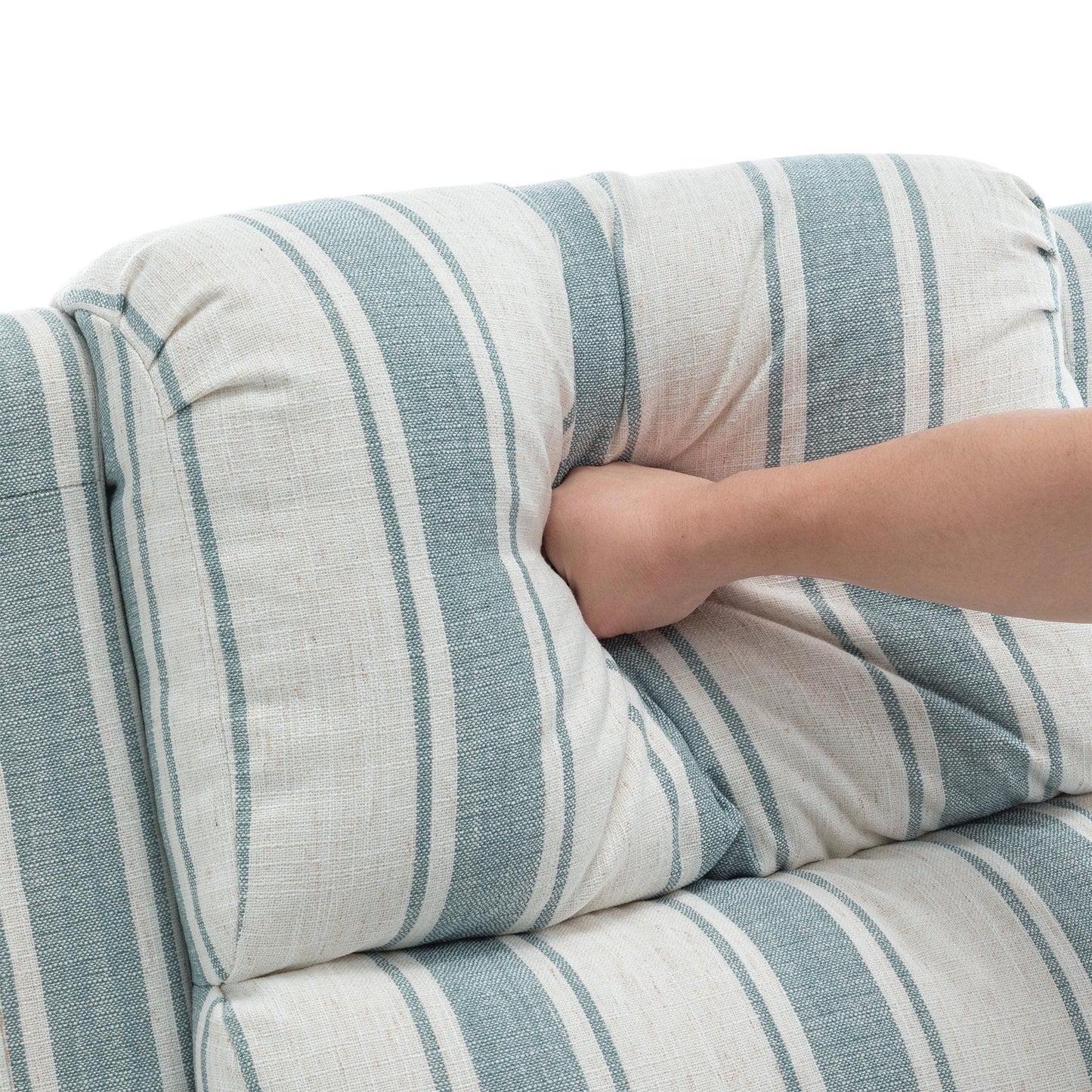 Poltrona reclinabile in lino e pelle sintetica con borchie di metà secolo