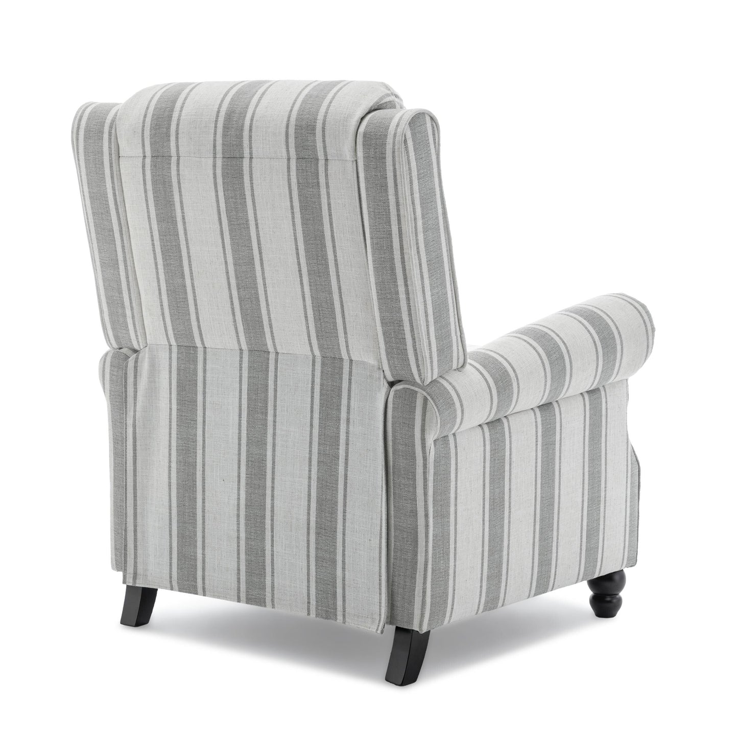 Poltrona reclinabile in lino e pelle sintetica con borchie di metà secolo