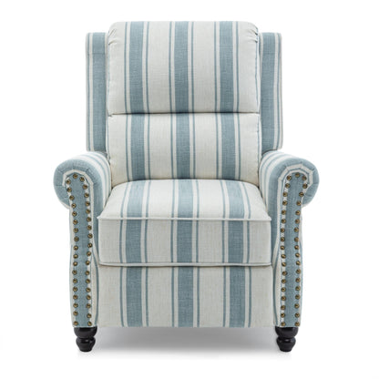 Poltrona reclinabile in lino e pelle sintetica con borchie di metà secolo