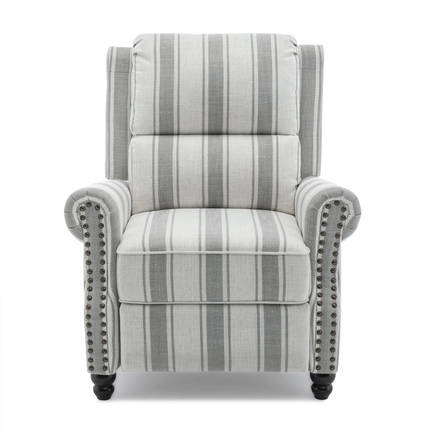 Poltrona reclinabile in lino e pelle sintetica con borchie di metà secolo