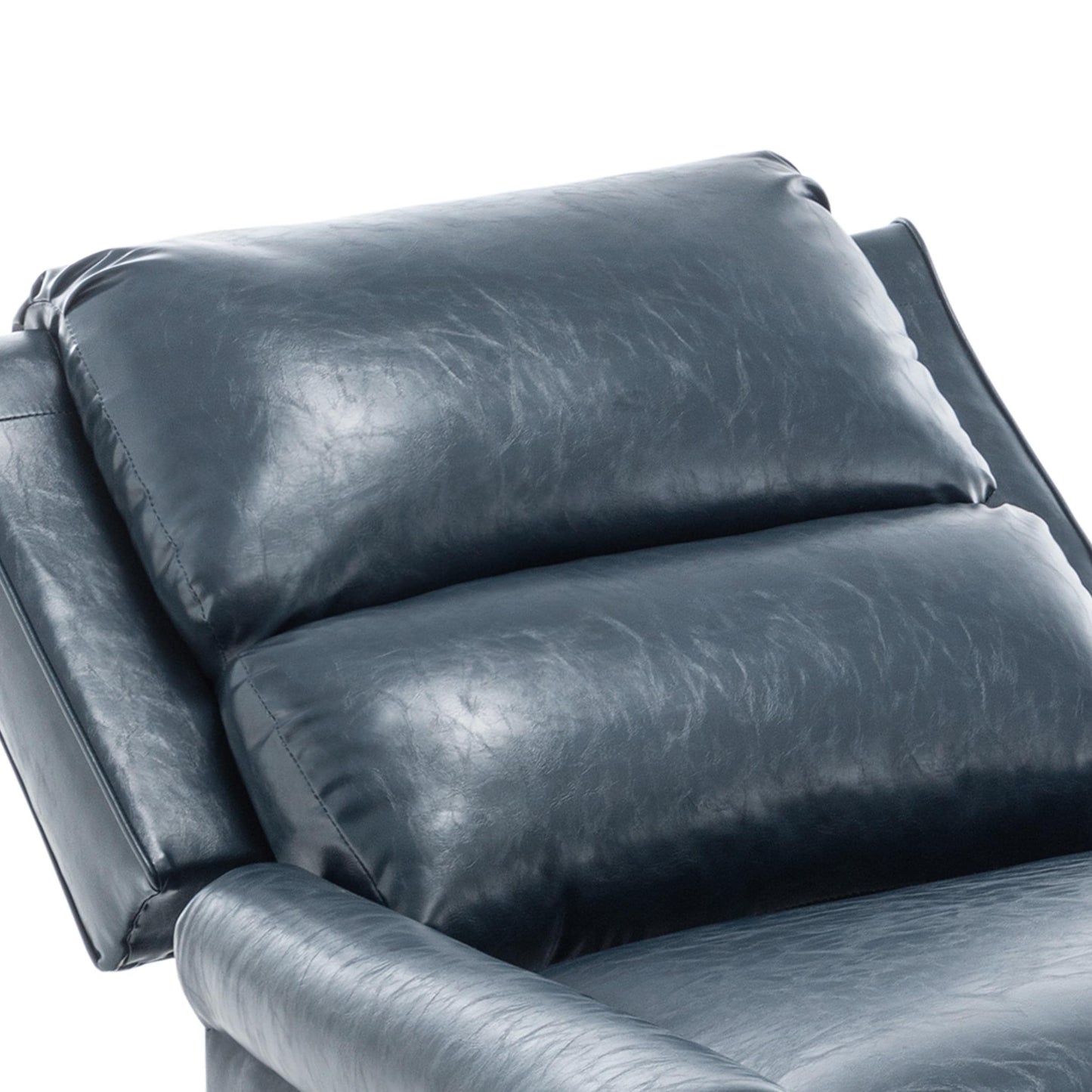 Poltrona reclinabile in lino e pelle sintetica con borchie di metà secolo