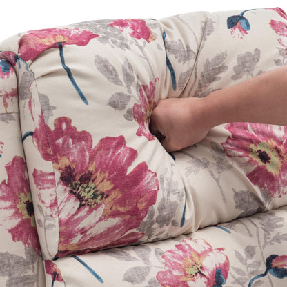 Poltrona reclinabile in lino e pelle sintetica con borchie di metà secolo