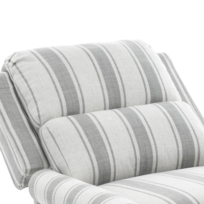 Poltrona reclinabile in lino e pelle sintetica con borchie di metà secolo