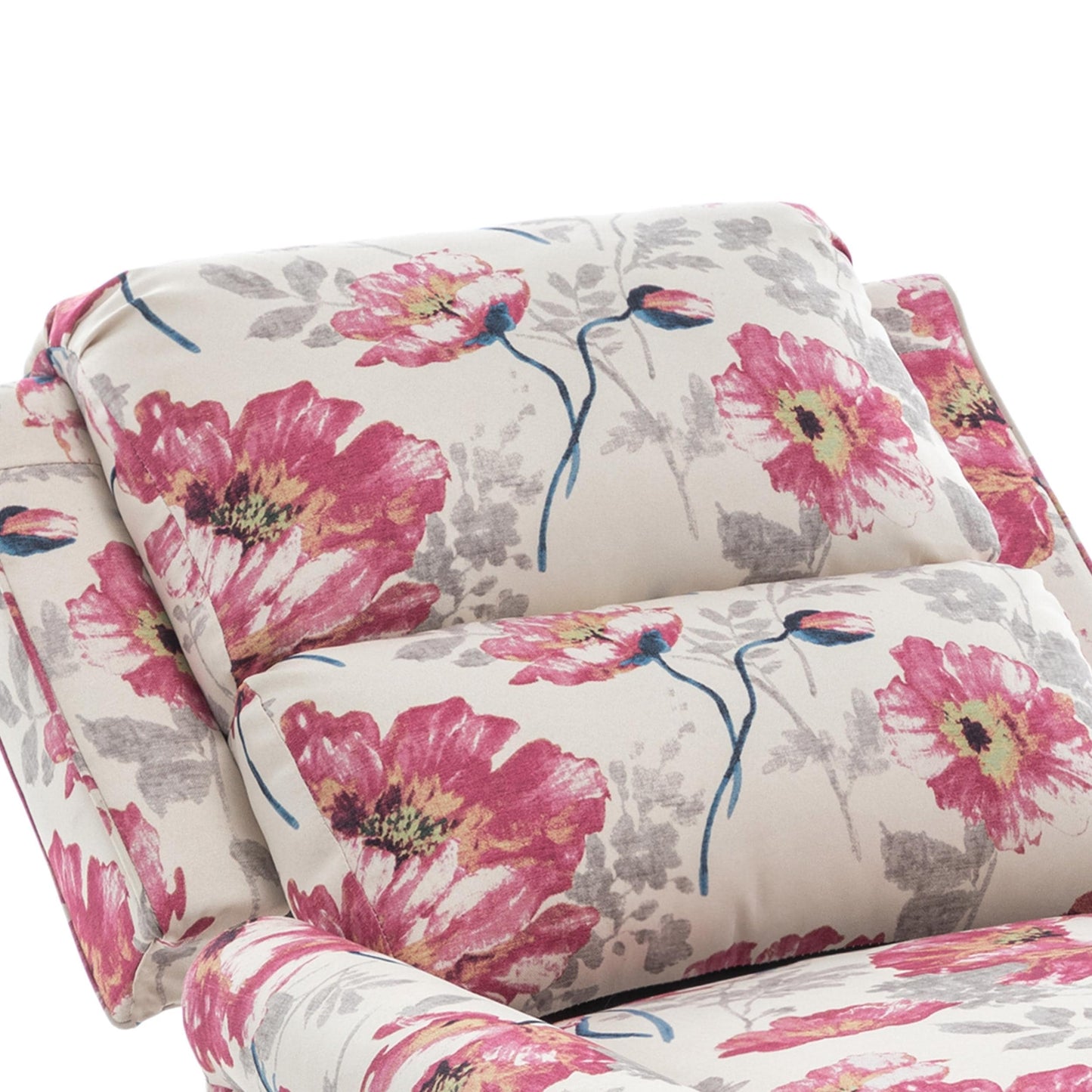 Poltrona reclinabile in lino e pelle sintetica con borchie di metà secolo