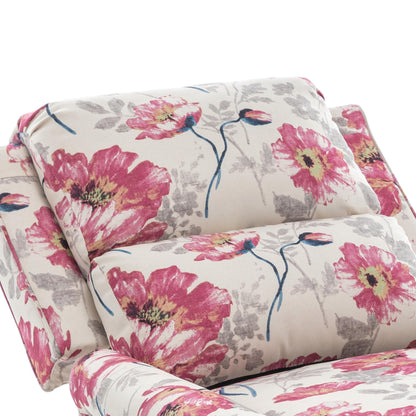 Poltrona reclinabile in lino e pelle sintetica con borchie di metà secolo