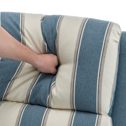 Poltrona reclinabile in lino e pelle sintetica con borchie di metà secolo