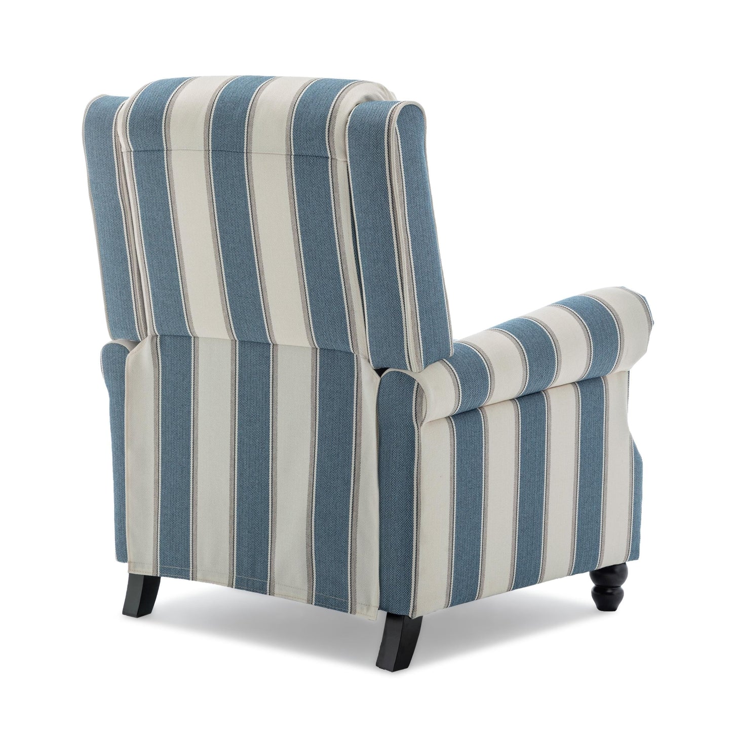 Poltrona reclinabile in lino e pelle sintetica con borchie di metà secolo