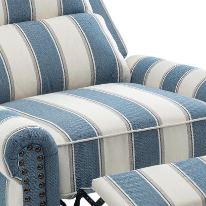 Poltrona reclinabile in lino e pelle sintetica con borchie di metà secolo