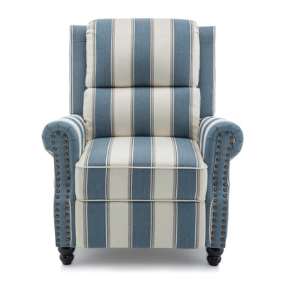 Poltrona reclinabile in lino e pelle sintetica con borchie di metà secolo