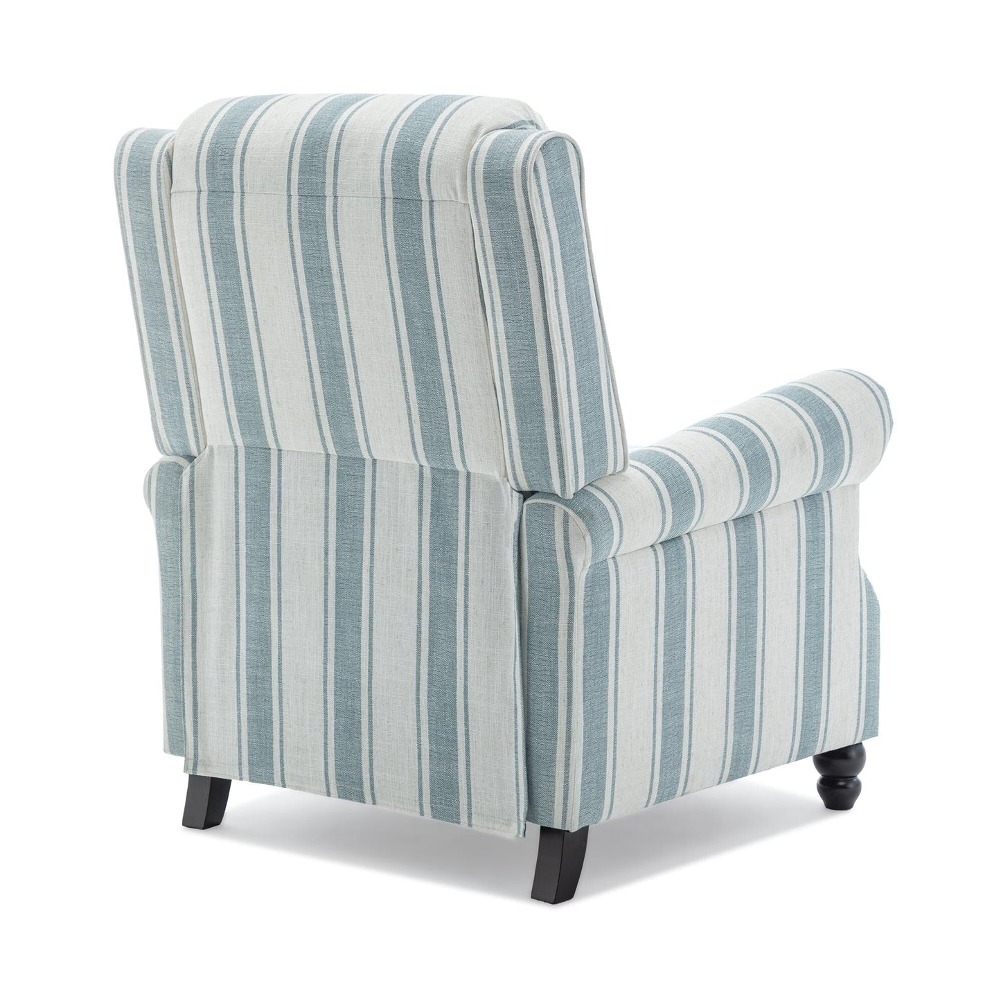 Poltrona reclinabile in lino e pelle sintetica con borchie di metà secolo