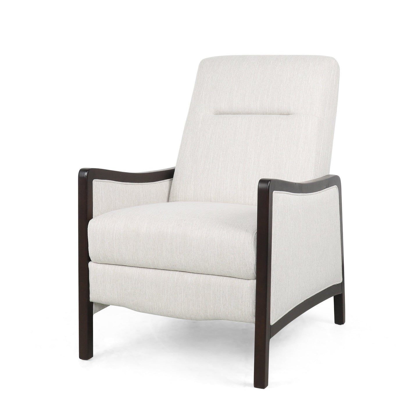 Poltrona reclinabile imbottita Mid-Century con poggiapiedi e struttura in legno di betulla