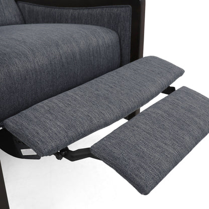 Poltrona reclinabile imbottita Mid-Century con poggiapiedi e struttura in legno di betulla