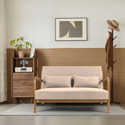 Divano imbottito in stile Mid-Century in legno massello per 2 persone