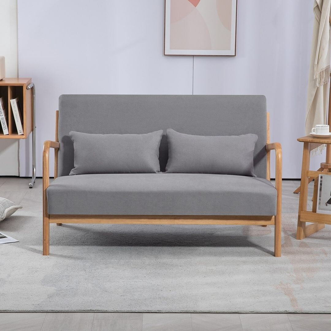 Divano imbottito in stile Mid-Century in legno massello per 2 persone