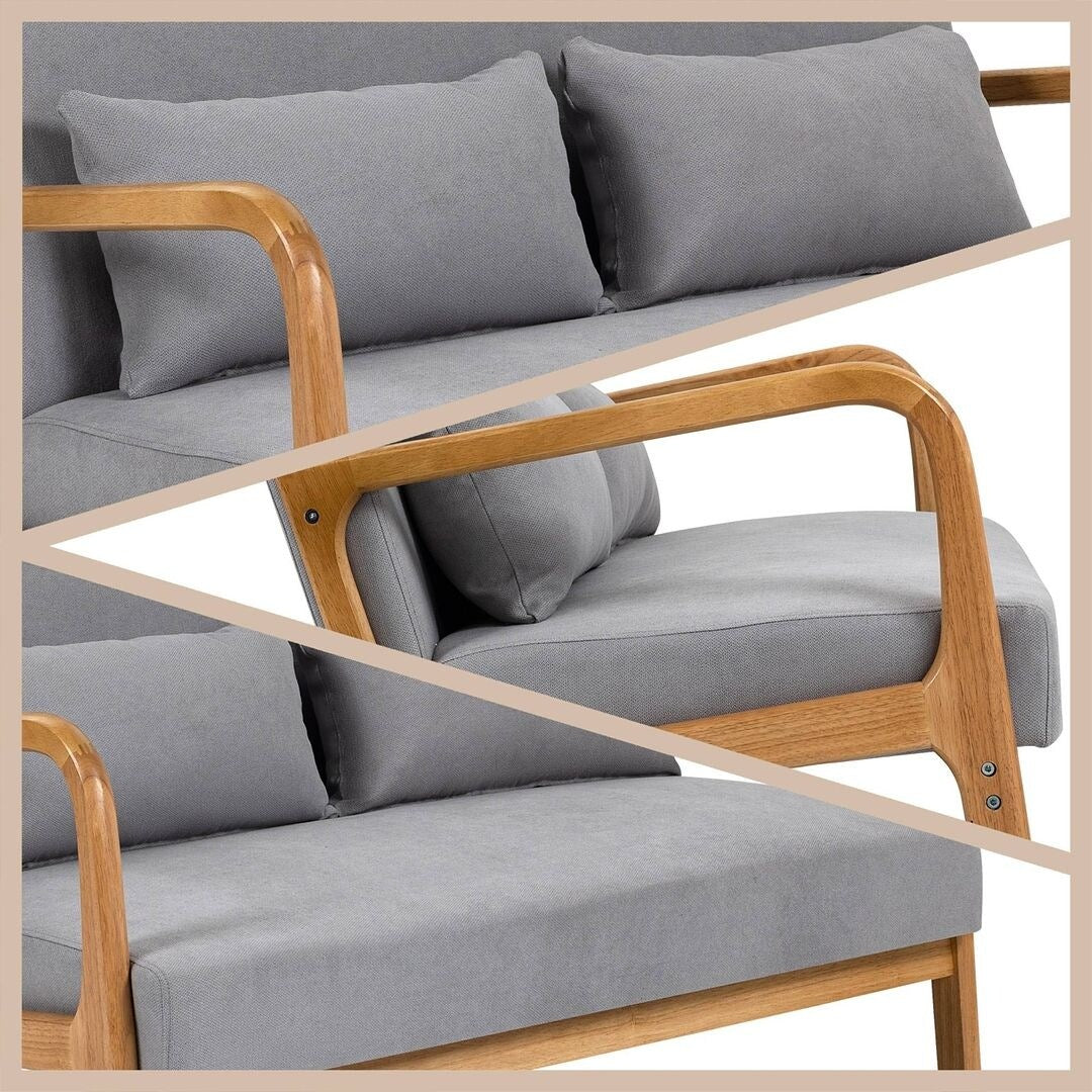 Divano imbottito in stile Mid-Century in legno massello per 2 persone