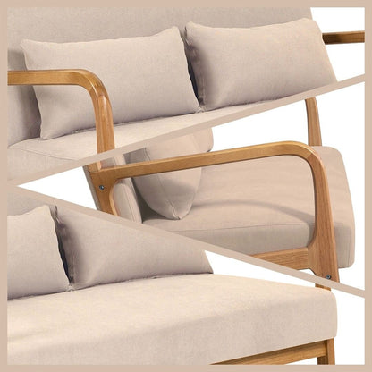 Divano imbottito in stile Mid-Century in legno massello per 2 persone