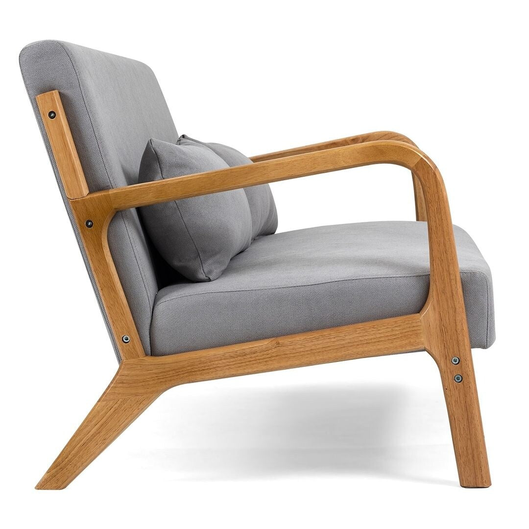 Divano imbottito in stile Mid-Century in legno massello per 2 persone