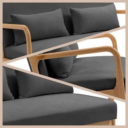 Divano imbottito in stile Mid-Century in legno massello per 2 persone