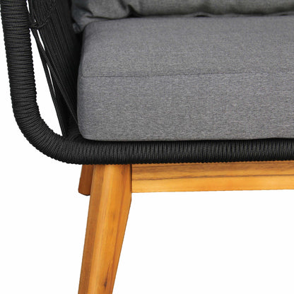 Set da conversazione in corda per esterni in legno di acacia M4H Mieres, 4 pezzi