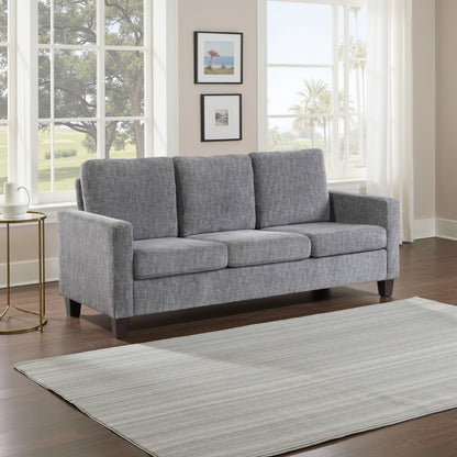 Divano Mihi, ciniglia grigia, 76 pollici, gambe in legno affusolate nere