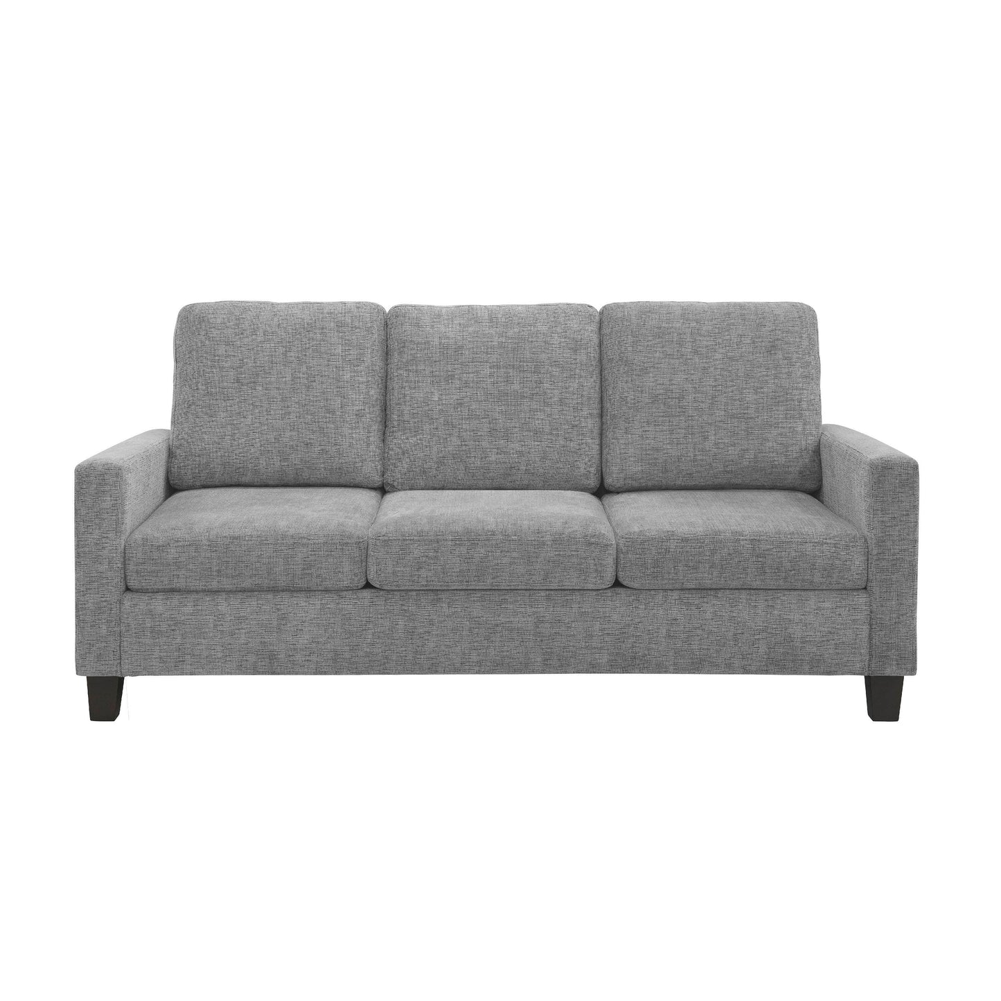 Divano Mihi, ciniglia grigia, 76 pollici, gambe in legno affusolate nere