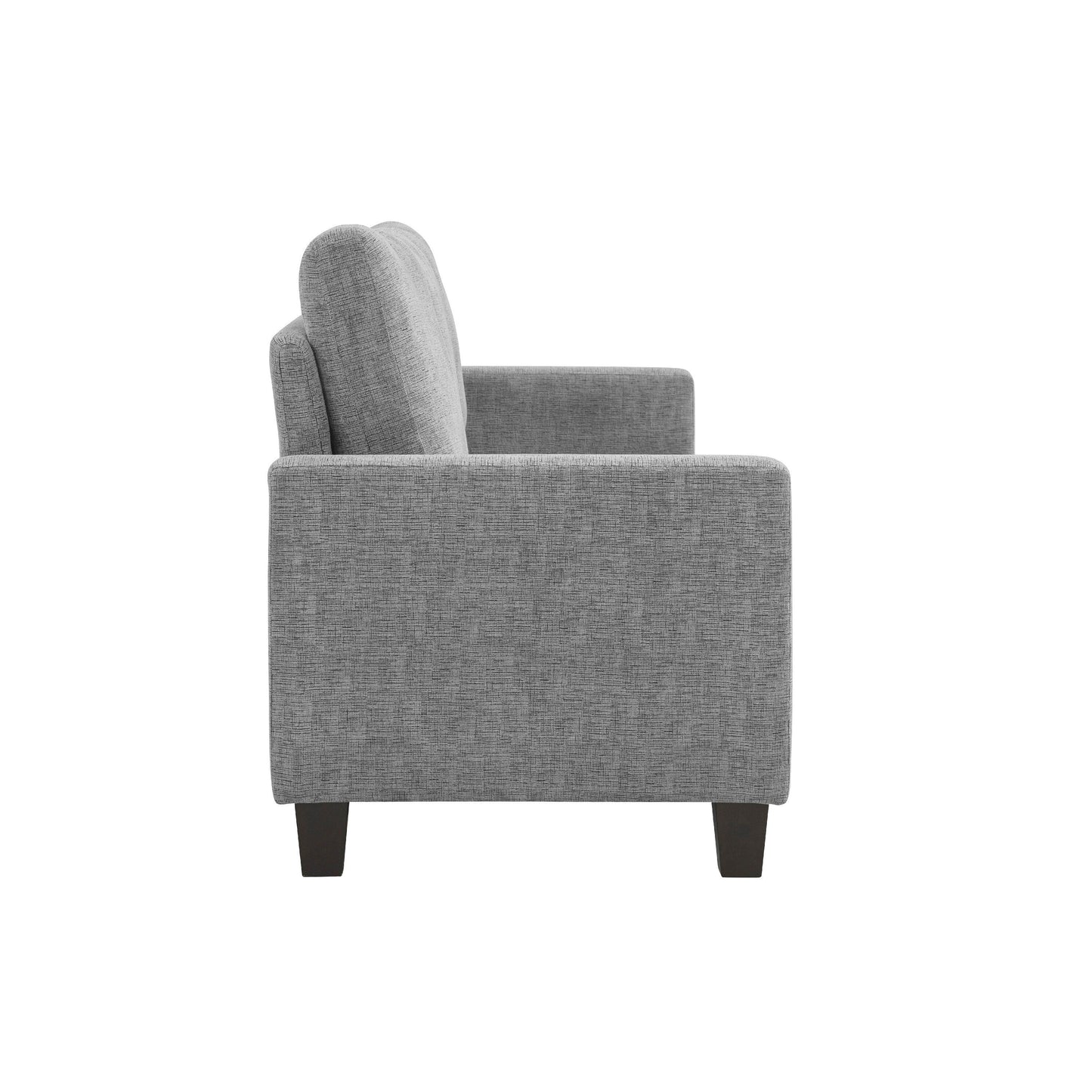 Divano Mihi, ciniglia grigia, 76 pollici, gambe in legno affusolate nere