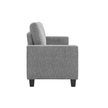 Divano Mihi, ciniglia grigia, 76 pollici, gambe in legno affusolate nere