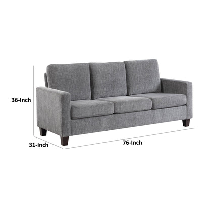 Divano Mihi, ciniglia grigia, 76 pollici, gambe in legno affusolate nere