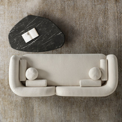 Divano moderno di lusso Milet con braccioli curvi in ​​tessuto bouclé