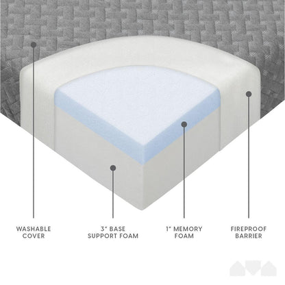 Materasso pieghevole Milliard Premium, in memory foam, pieghevole in tre parti, con fodera impermeabile e lavabile, misura singola (75x25x4)