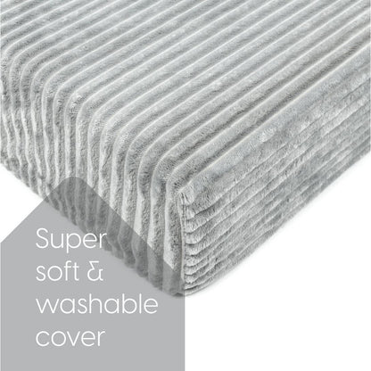 Materasso per divano pieghevole Milliard, materasso pieghevole in memory foam con fodera in pelliccia a coste ultra morbida e lavabile, misura singola (grigio)