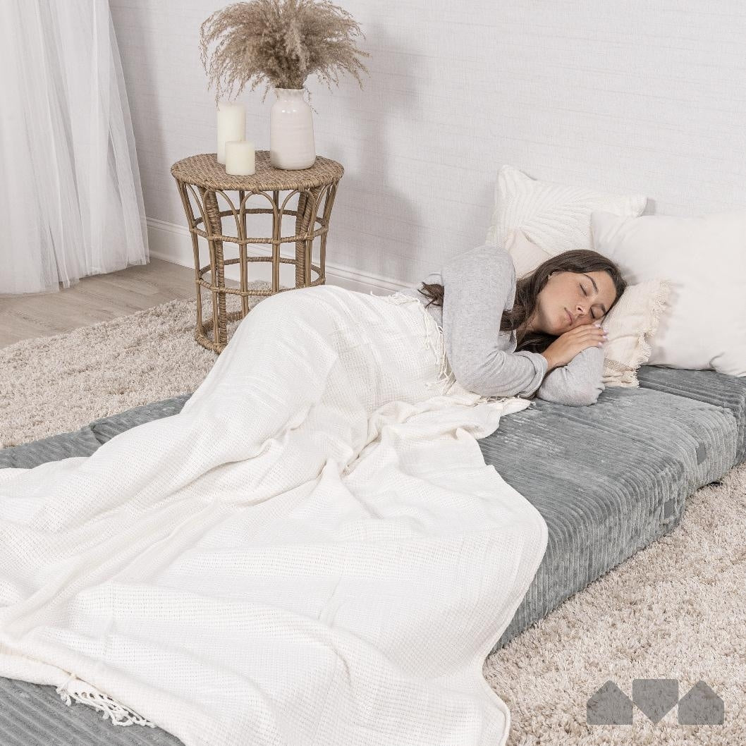 Materasso per divano pieghevole Milliard, materasso pieghevole in memory foam con fodera in pelliccia a coste ultra morbida e lavabile, misura singola (grigio)