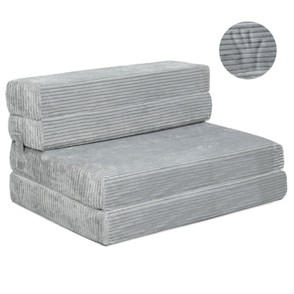 Materasso per divano pieghevole Milliard, materasso pieghevole in memory foam con fodera in pelliccia a coste ultra morbida e lavabile, misura singola (grigio)