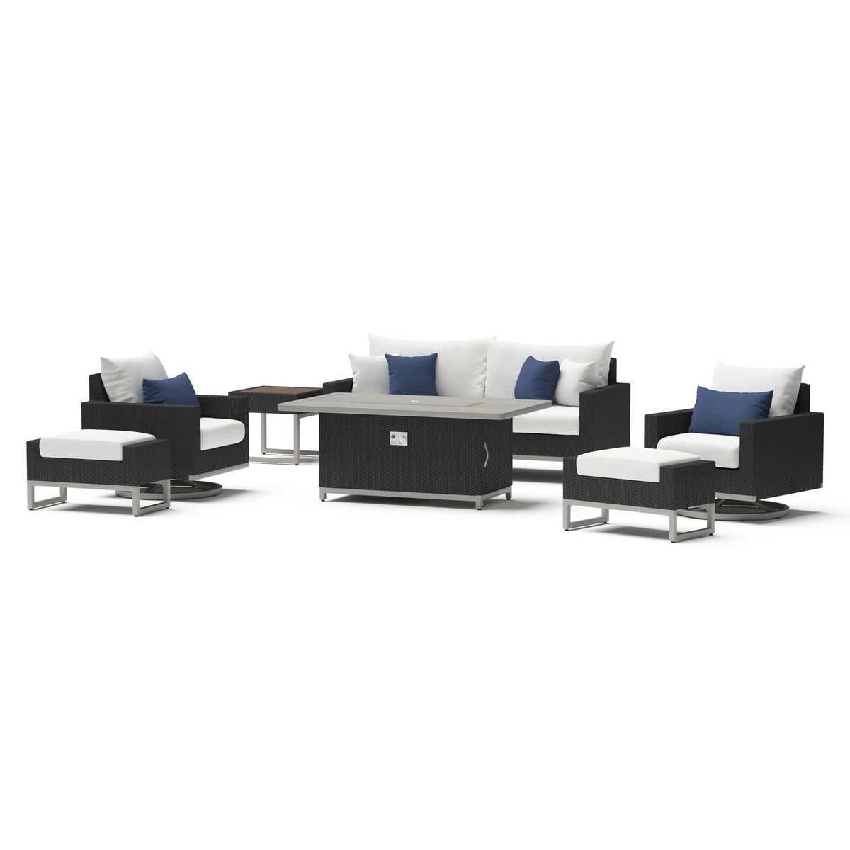 Set di bracieri da esterno Milo Espresso Sunbrella da 7 pezzi