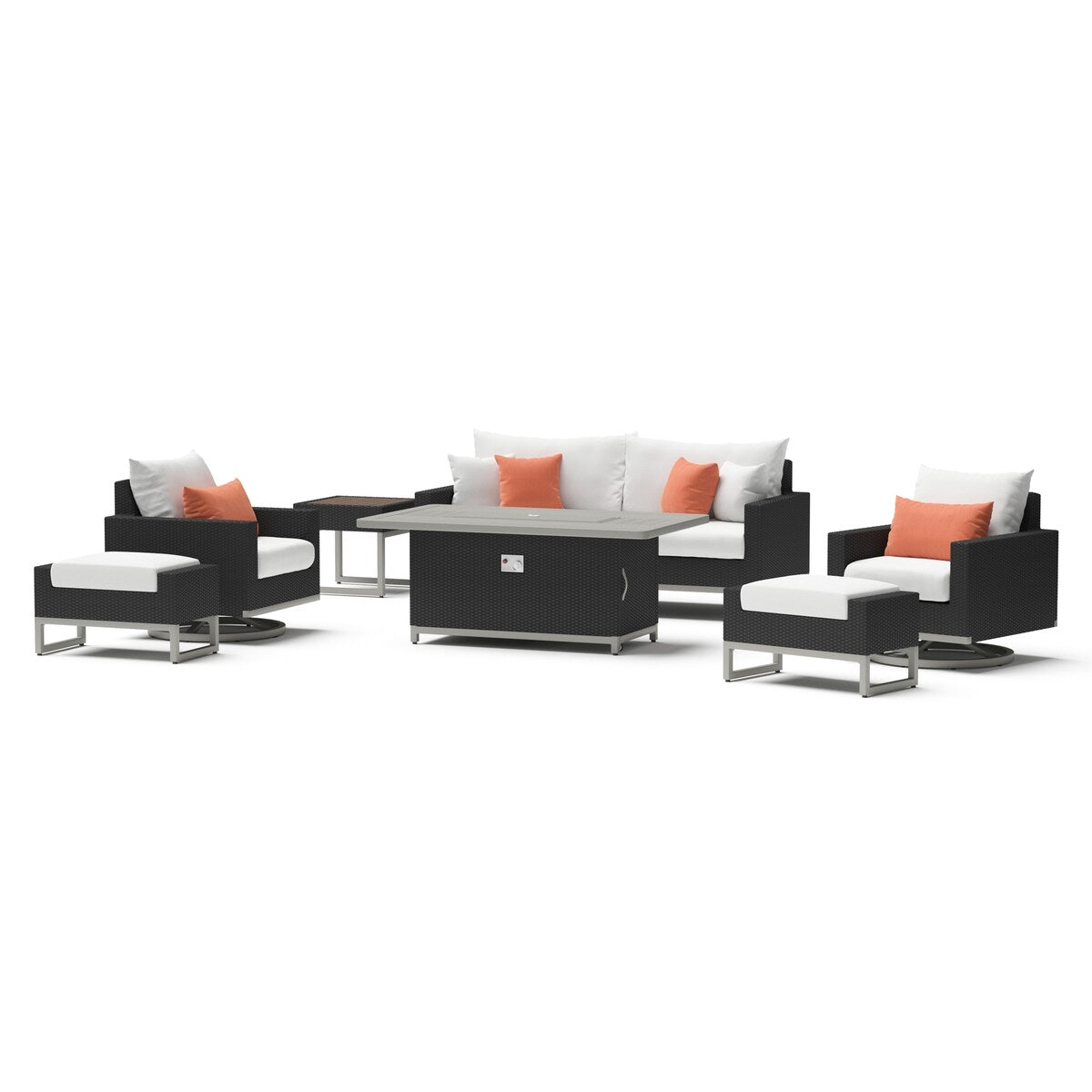 Set di bracieri da esterno Milo Espresso Sunbrella da 7 pezzi