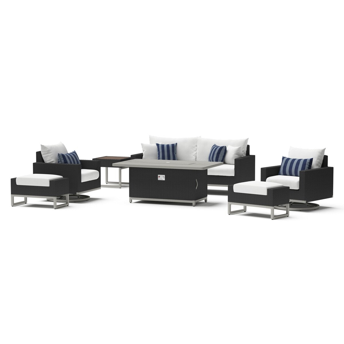 Set di bracieri da esterno Milo Espresso Sunbrella da 7 pezzi