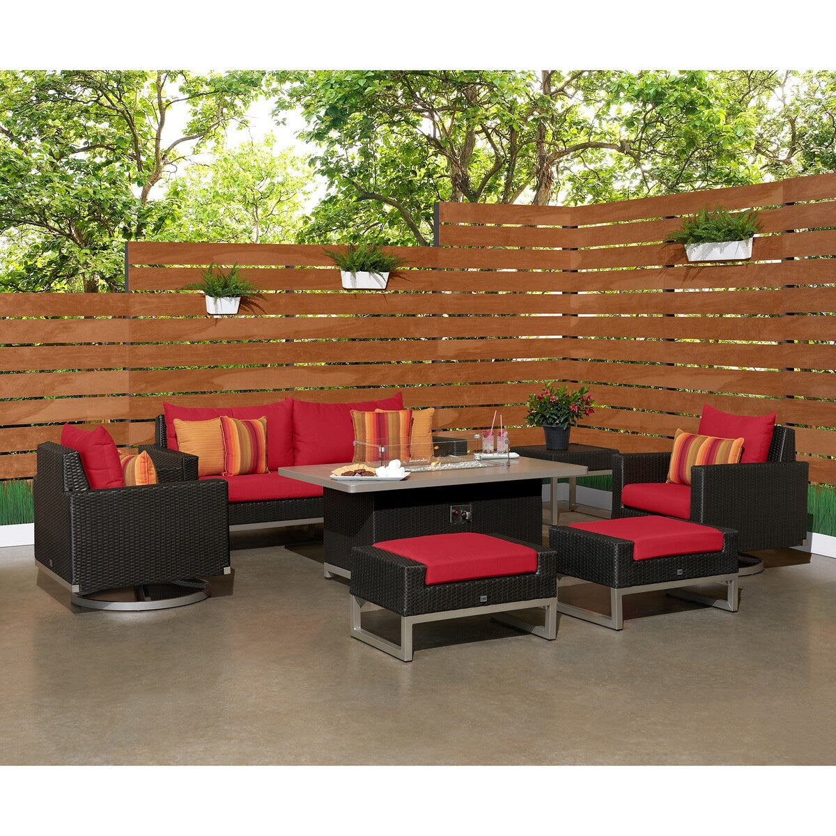 Set di bracieri da esterno Milo Espresso Sunbrella da 7 pezzi