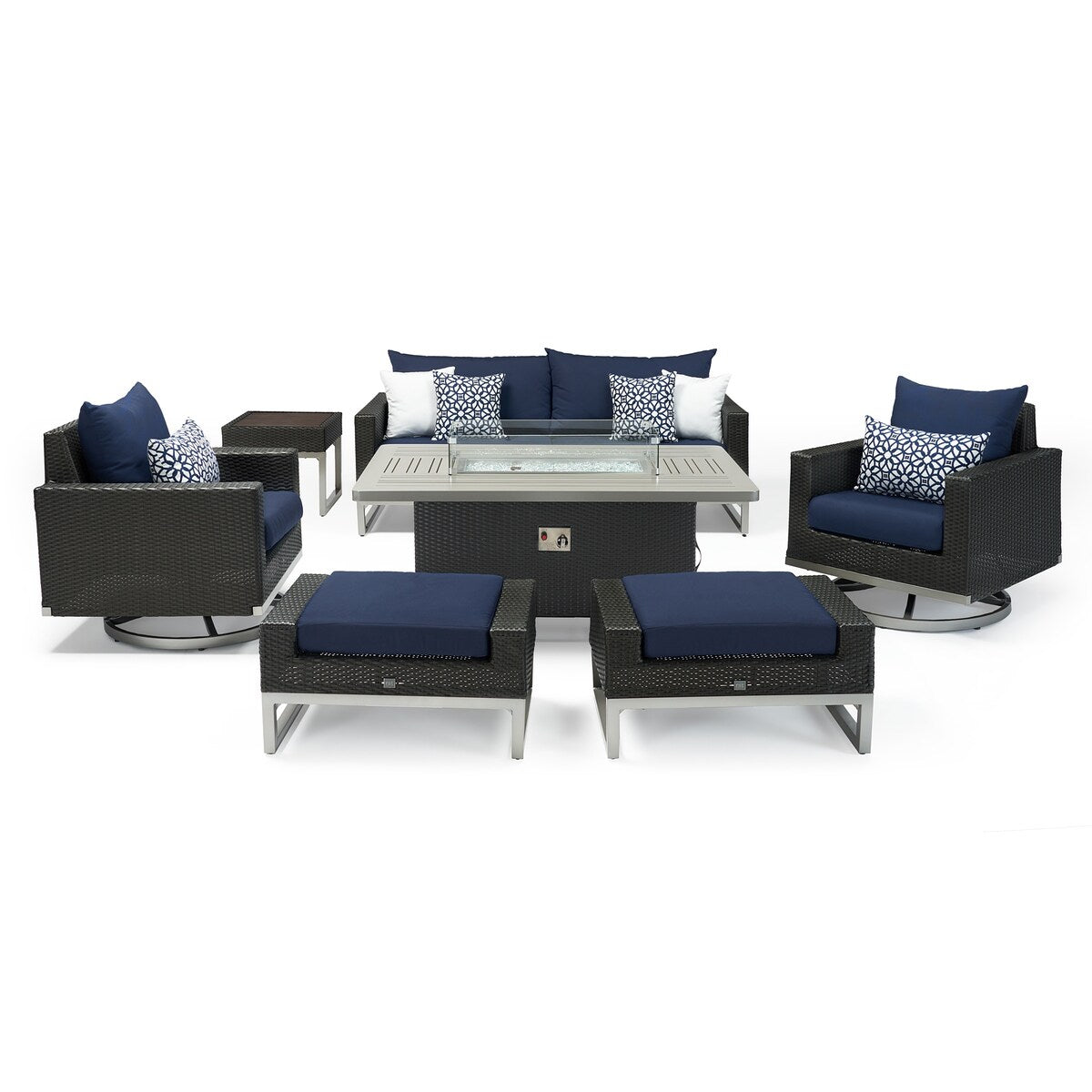 Set di bracieri da esterno Milo Espresso Sunbrella da 7 pezzi