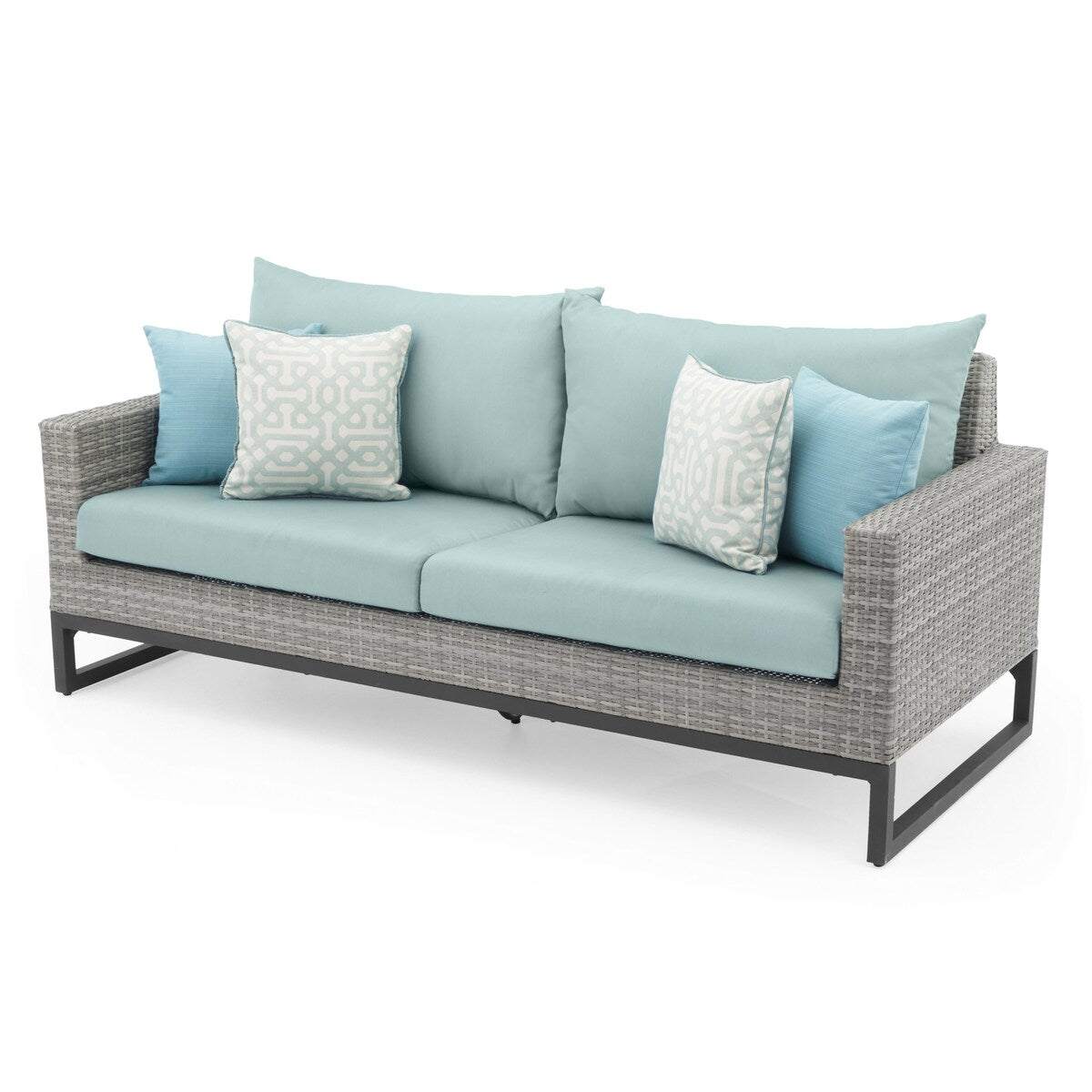 Set di sedute profonde Milo Gray Sunbrella da esterno, 7 pezzi, per patio