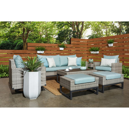 Set di sedute profonde Milo Gray Sunbrella da esterno, 7 pezzi, per patio