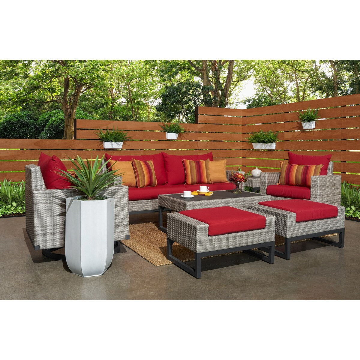 Set di sedute profonde Milo Gray Sunbrella da esterno, 7 pezzi, per patio