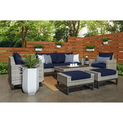 Set di sedute profonde Milo Gray Sunbrella da esterno, 7 pezzi, per patio