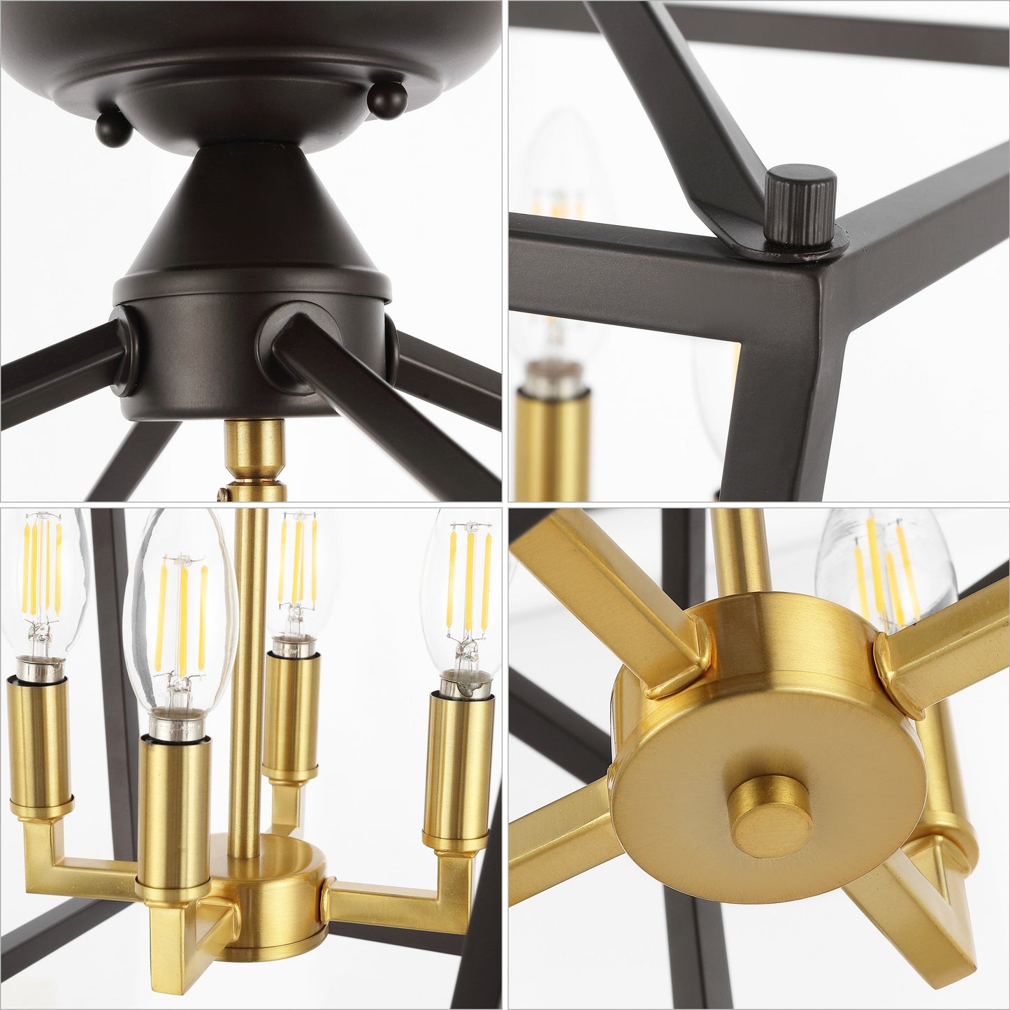 Milton Mini Lanterna a 4 luci in ferro moderno stile fattoria LED da incasso, di JONATHAN Y